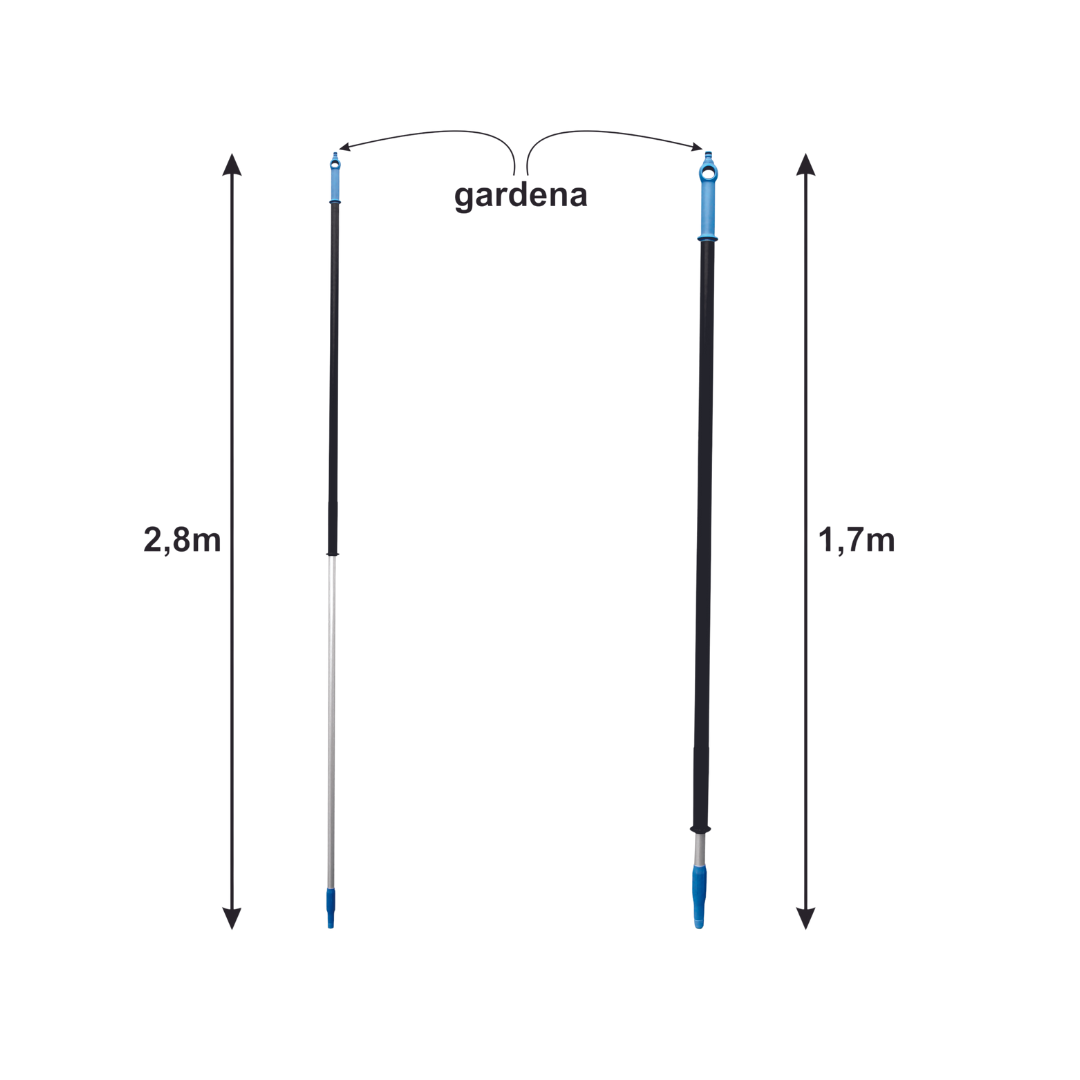 Telescopische steel als-kunststof met watertoevoer, gardena-aansluiting