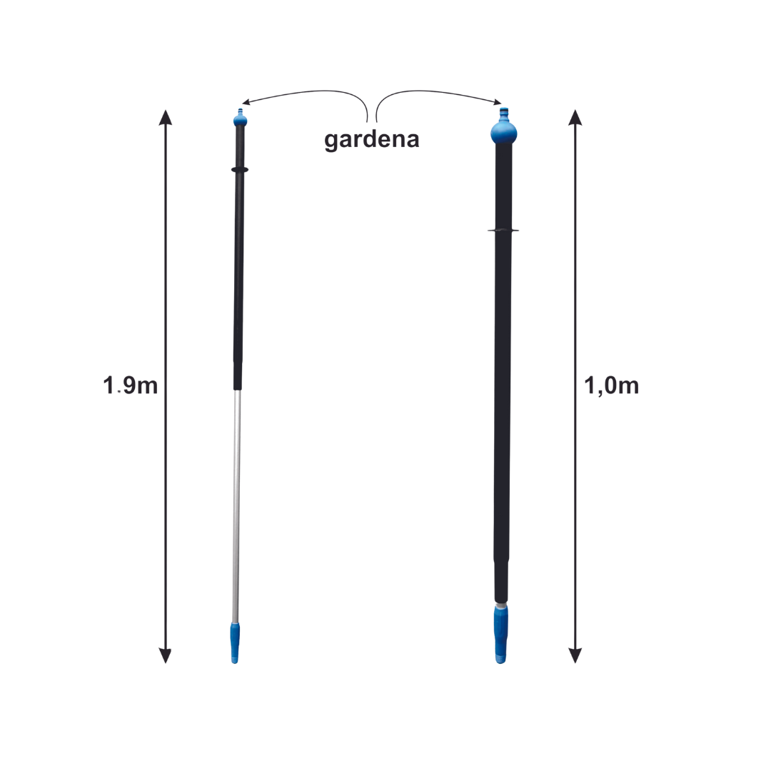 Telescopische steel als-kunststof met watertoevoer, gardena-aansluiting