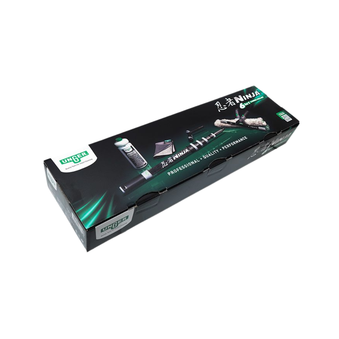 Unger NINJA 6-in-1 glazenwassersset met carbon telescoopsteel (NIEUW)
